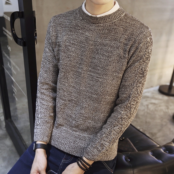 Мъжки зимни памучни пуловери в два модела - кафяви и виненочервени