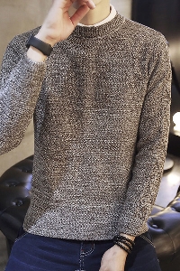 Мъжки зимни памучни пуловери в два модела - кафяви и виненочервени