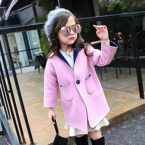 Детско дълго палто в жълт, оранжев и розов цвят с 1 копче и джобове