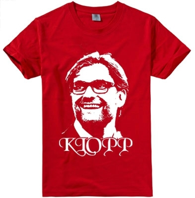 Фен памучна футболна червена, бяла, сива, черна тениска на символите на Ливърпул Клоп - The normal one, Coutinho, Klopp 