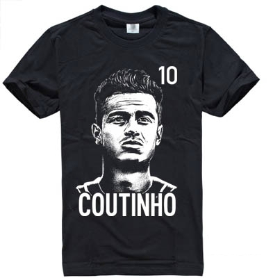 Фен памучна футболна червена, бяла, сива, черна тениска на символите на Ливърпул Клоп - The normal one, Coutinho, Klopp 