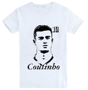 Фен памучна футболна червена, бяла, сива, черна тениска на символите на Ливърпул Клоп - The normal one, Coutinho, Klopp 