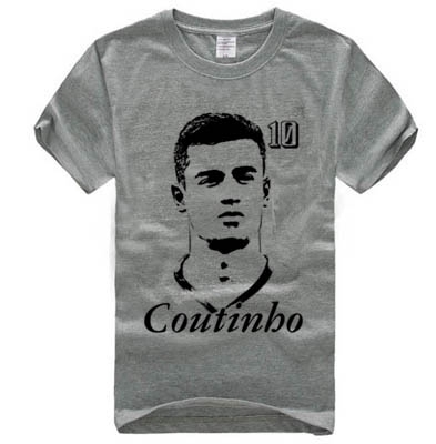 Фен памучна футболна червена, бяла, сива, черна тениска на символите на Ливърпул Клоп - The normal one, Coutinho, Klopp 