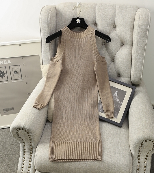 Κυρίες πλέξιμο καθημερινά φόρεμα με μακριά μανίκια σε 3 χρώματα