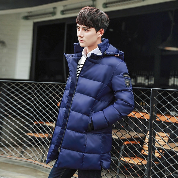 Ανδρικά χειμωνιάτικα μπουφάν με κουκούλα και πολυεστέρα και βαμβάκι μπλε, πράσινο και μαύρο χρώμα