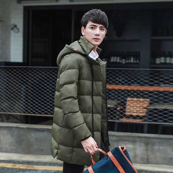 Ανδρικά χειμωνιάτικα μπουφάν με κουκούλα και πολυεστέρα και βαμβάκι μπλε, πράσινο και μαύρο χρώμα