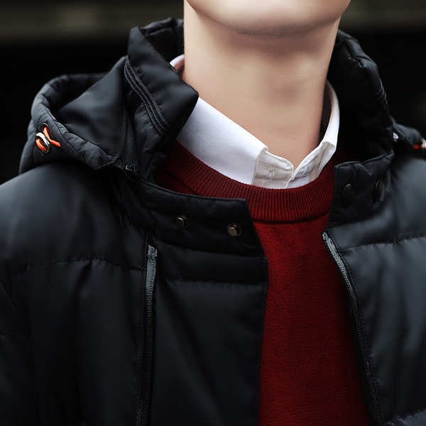 Ανδρικά χειμωνιάτικα μπουφάν με κουκούλα και πολυεστέρα και βαμβάκι μπλε, πράσινο και μαύρο χρώμα