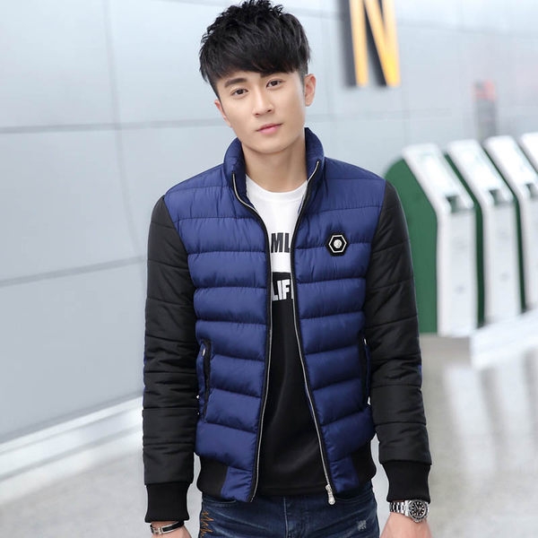 Ανδρικό ζεστό μπουφάν για το φθινόπωρο και το χειμώνα σε κίτρινο, μπλε, κόκκινο, μαύρα μανίκια - 4 μοντέλα με εξωτερικό υλικό πο