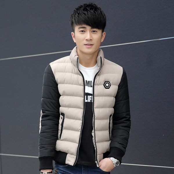 Ανδρικό ζεστό μπουφάν για το φθινόπωρο και το χειμώνα σε κίτρινο, μπλε, κόκκινο, μαύρα μανίκια - 4 μοντέλα με εξωτερικό υλικό πο