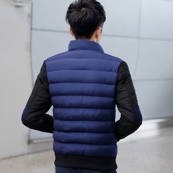 Ανδρικό ζεστό μπουφάν για το φθινόπωρο και το χειμώνα σε κίτρινο, μπλε, κόκκινο, μαύρα μανίκια - 4 μοντέλα με εξωτερικό υλικό πο