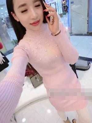 Κυρίες φόρεμα μαύρο άσπρο και ροζ με μαργαριτάρι μακριά μανίκια τυπικό μέγεθος