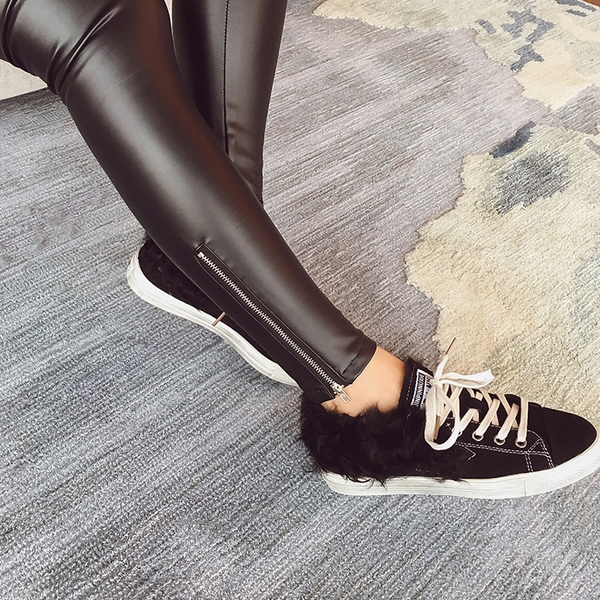 Οι γυναίκες ελαστικό δέρμα σφήνα faux σε μαύρο χρώμα