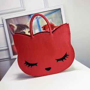 Τσάντα για τις καθημερινές μέρες  και τα ταξίδια - Kitty - κόκκινο, μαύρο, ροζ άνετα με μαλακή επιφάνεια
