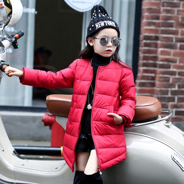 Παιδικά χειμωνιάτικα μπουφάν για κορίτσια σε  πορτοκαλί, μαύρο και κόκκινο χρώμα και σε τρία μοντέλα