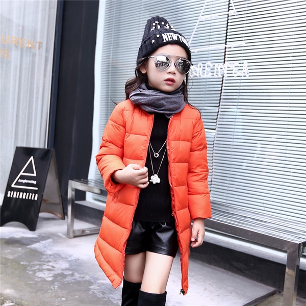 Παιδικά χειμωνιάτικα μπουφάν για κορίτσια σε  πορτοκαλί, μαύρο και κόκκινο χρώμα και σε τρία μοντέλα