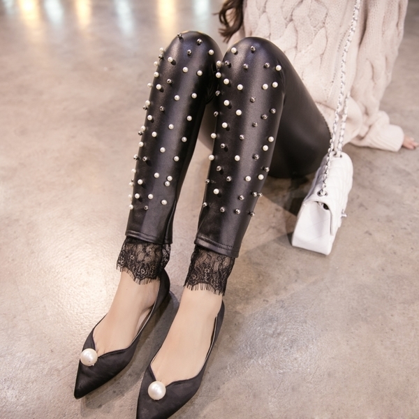 Οι γυναίκες δερμάτινο κολάν βελούδο δύο μοντέλα με φτερά και μαργαριτάρια