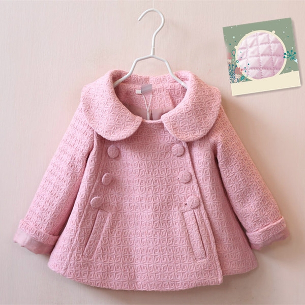 Παιδικό παλτό σε σχήμα κοπής για κορίτσια με κουμπιά και τσέπες διπλής γραμμής