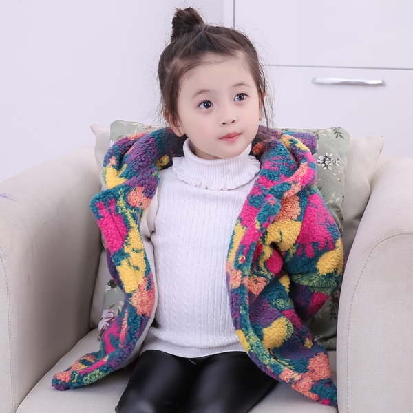 Παιδικό παλτό για τα κορίτσια - σε ροζ και μπλε χρώμα με κουκούλα και αυτιά στην κουκούλα