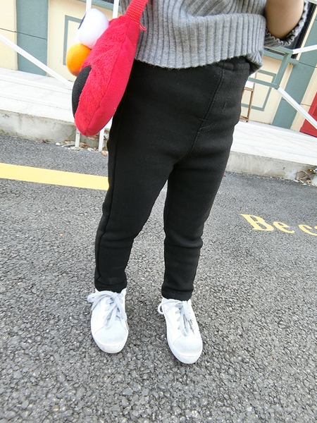 Детски клин за момичета - еластичен, с висока ластична талия, задни джобове в черен цвят