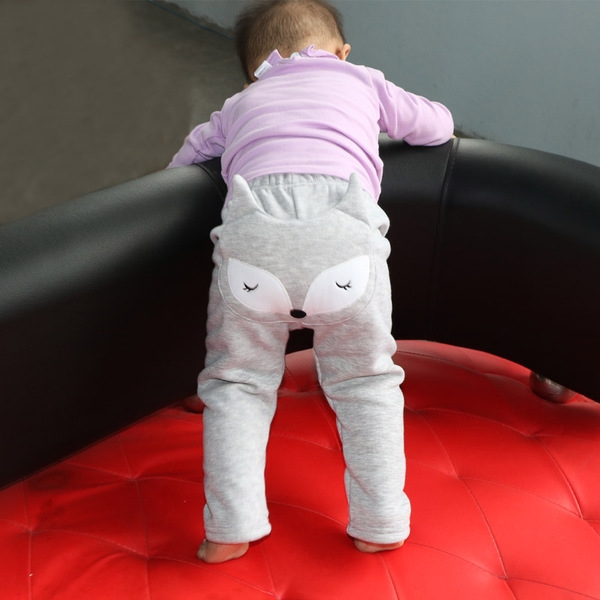 Детски топъл клин за момичета и момчета в 2 модела - изображение на лисица и мече, в розов и сив цвят