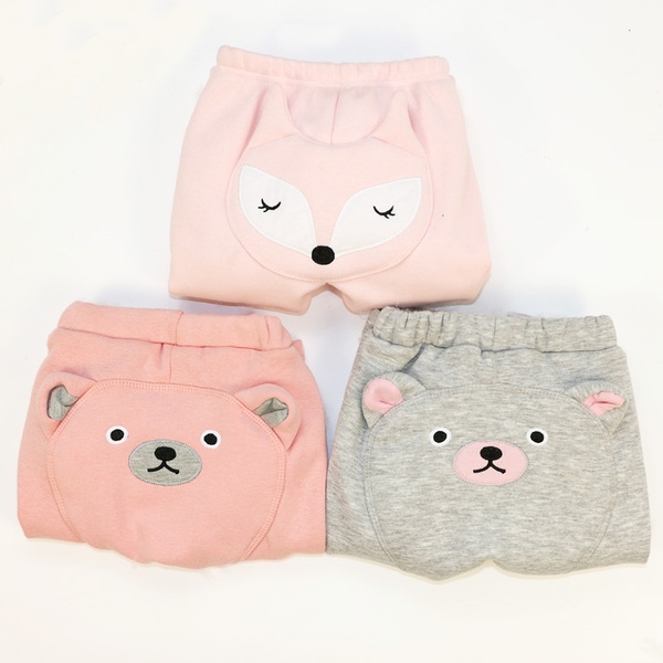 Детски топъл клин за момичета и момчета в 2 модела - изображение на лисица и мече, в розов и сив цвят