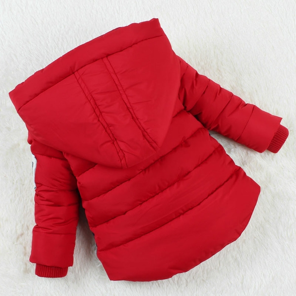 Παιδικό μπουφάν για αγόρια με κουκούλα, κόκκινο, μπλε, σκούρο μπλε και κίτρινο χρώμα