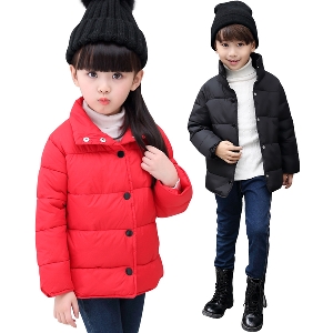 Детско подплатено яке за момчета и момичета - късо, в черен, червен и сив цвят с копчета