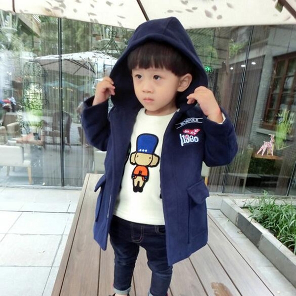 Παιδικό παλτό με κουκούλα και τσέπες σε κίτρινο και μπλε χρώμα