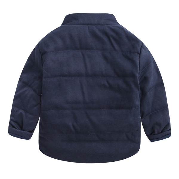 Παιδικό μπουφάν για αγόρια με κουμπιά και τσέπες σε γκρι και σκούρο μπλε χρώμα