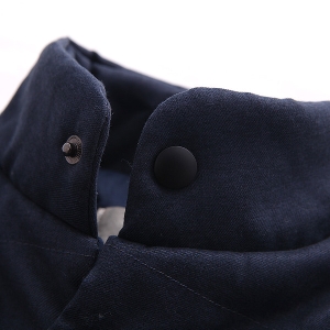 Παιδικό μπουφάν για αγόρια με κουμπιά και τσέπες σε γκρι και σκούρο μπλε χρώμα