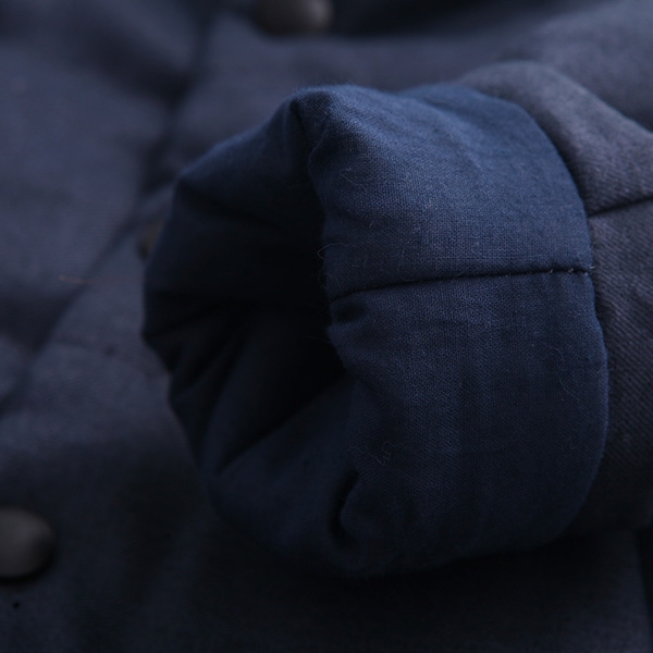 Παιδικό μπουφάν για αγόρια με κουμπιά και τσέπες σε γκρι και σκούρο μπλε χρώμα