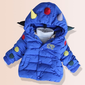 Детско зимно яке за момчета с качулка и рогца, в червен, син и тъмносин цвят