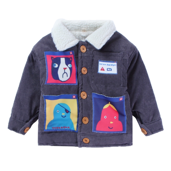 Παιδικό μπουφάν για αγόρια με κολάρο  με εικόνες κινούμενων σχεδίων σε γκρι χρώμα