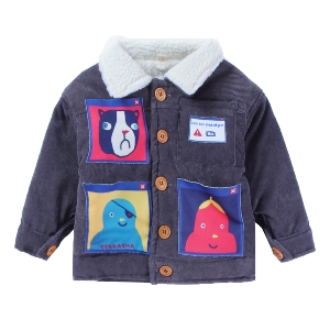 Παιδικό μπουφάν για αγόρια με κολάρο  με εικόνες κινούμενων σχεδίων σε γκρι χρώμα