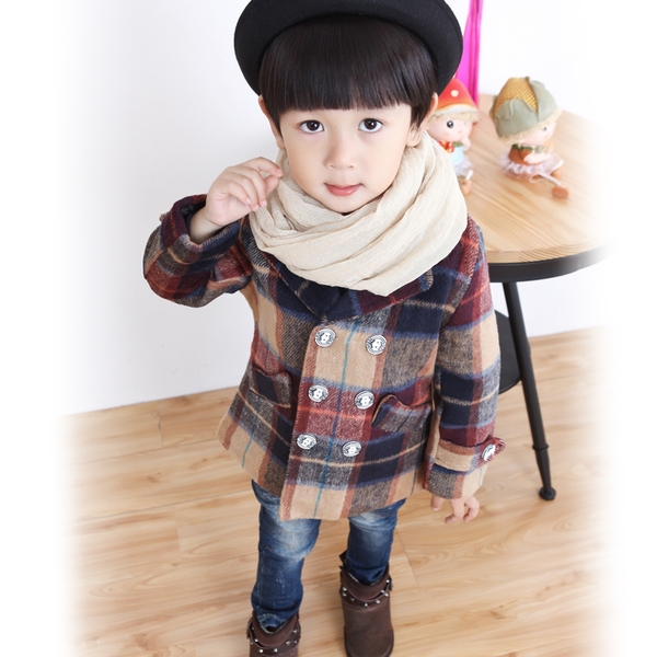 Παιδικό μάλλινο παλτό  για αγόρια σεπολλά  χρώμα - μακρύ και με κουμπιά