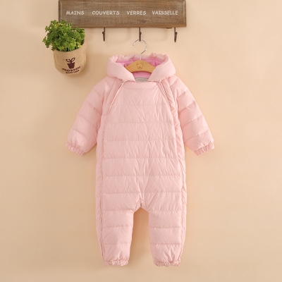 Бебешки гащеризон за момичета и момчета в светлосин и розов цвят с качулка и пълнеж от гъши пух