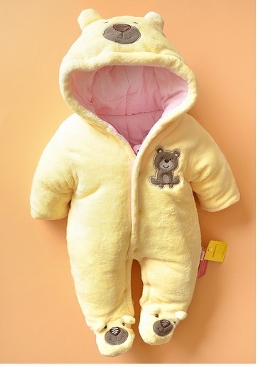 Зимен гащеризон за момичета и момчета в розов, светлосин, бял и жълт цвят с качулка в ушички на мече, куче и зайче