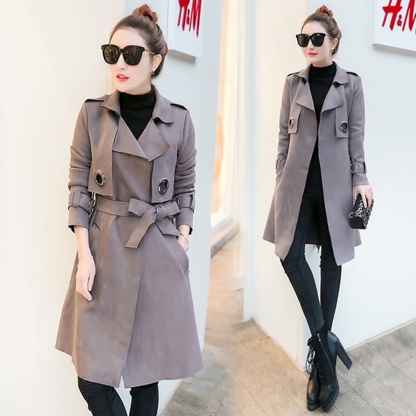 Γυναικέια παλτά για το  φθινόπωρο και την άνοιξη σουέτ σε τρία σχέδια