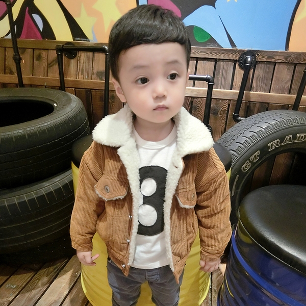 Παιδικό μπουφάν  για αγόρια σε ροζ και καφέ με κουμπιά