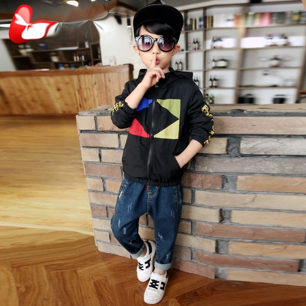 Стилни широки дънки за момчета с ластик 