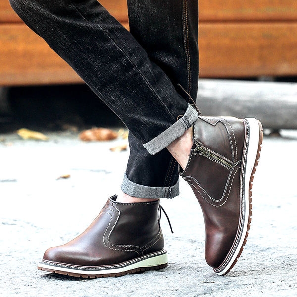 Χειμερινά ανδρικά παπούτσια Chelseaτρία σχέδια με βάση υλικό τεχνητό δέρμα και σουέτ 