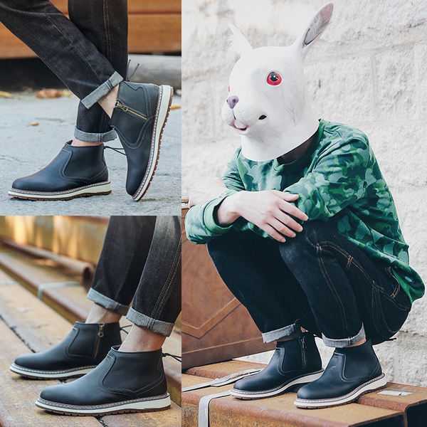 Χειμερινά ανδρικά παπούτσια Chelseaτρία σχέδια με βάση υλικό τεχνητό δέρμα και σουέτ 