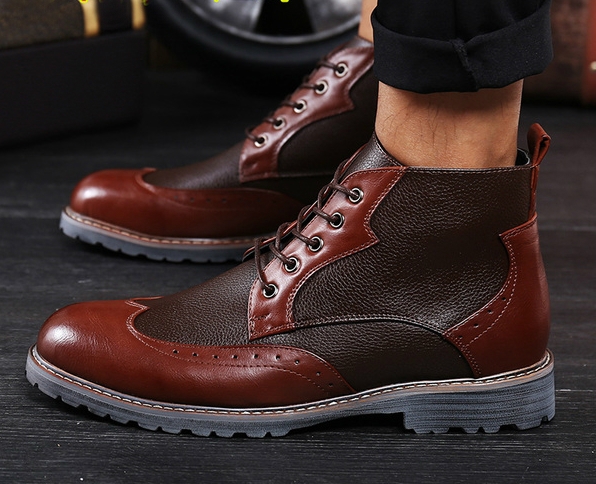 Κομψές χειμωνιάτικες ανδρικές μπότες  σε μπλε, καφέ και μαύρο χρώμα με κορδόνια