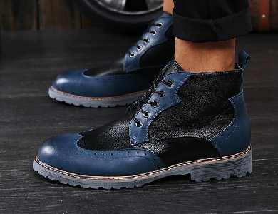 Κομψές χειμωνιάτικες ανδρικές μπότες  σε μπλε, καφέ και μαύρο χρώμα με κορδόνια