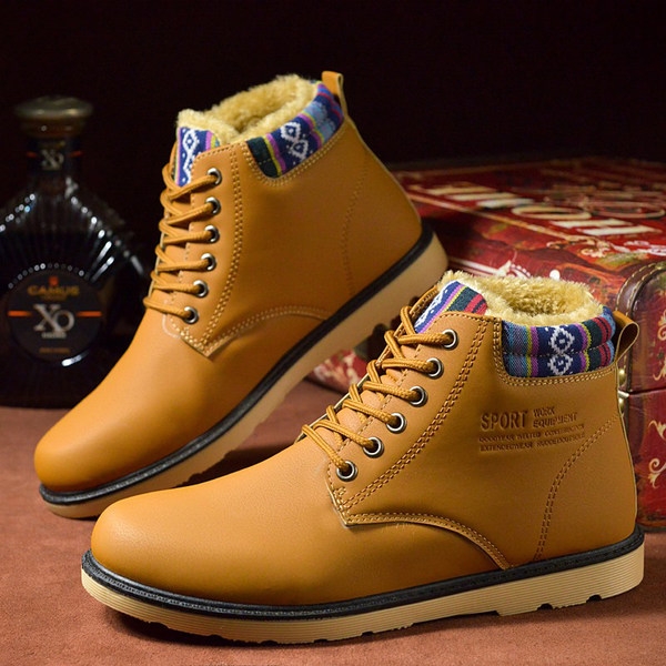 Ζεστές ανδρικές μπότες με ανθεκτική σόλα σε με μπλε, μαύρο και καφέ χρώμα