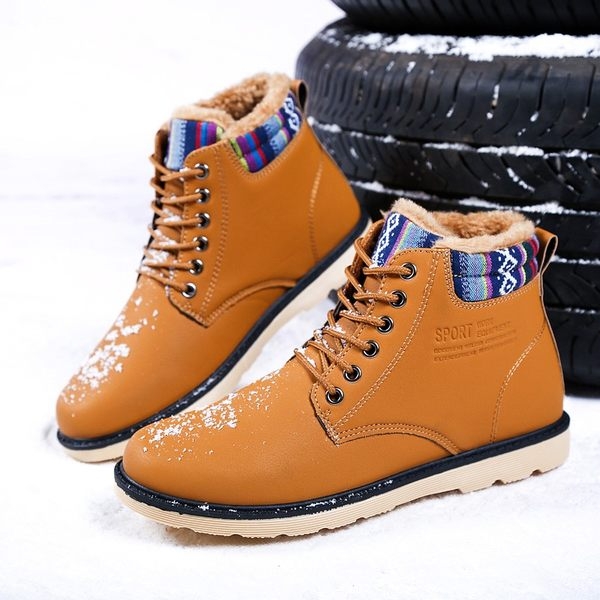 Ζεστές ανδρικές μπότες με ανθεκτική σόλα σε με μπλε, μαύρο και καφέ χρώμα