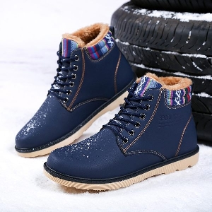 Ζεστές ανδρικές μπότες με ανθεκτική σόλα σε με μπλε, μαύρο και καφέ χρώμα