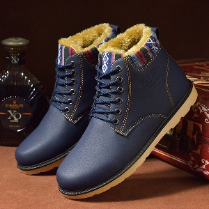 Ζεστές ανδρικές μπότες με ανθεκτική σόλα σε με μπλε, μαύρο και καφέ χρώμα