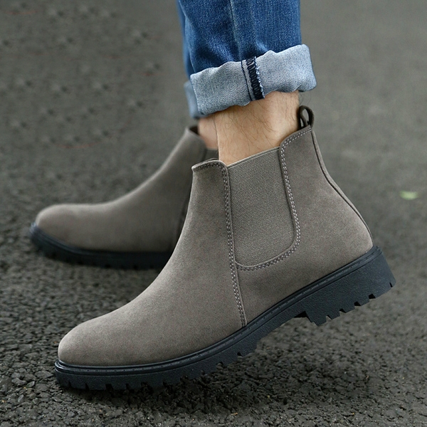 Мъжки стилни боти на лек ток в британски ретро стил, в черен, сив и тъмносин цвят