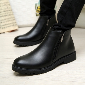 Χοντρές χειμωνιάτικες μπότες για άνδρες με φερμουάρ σε μαύρο και καφέ χρώμα